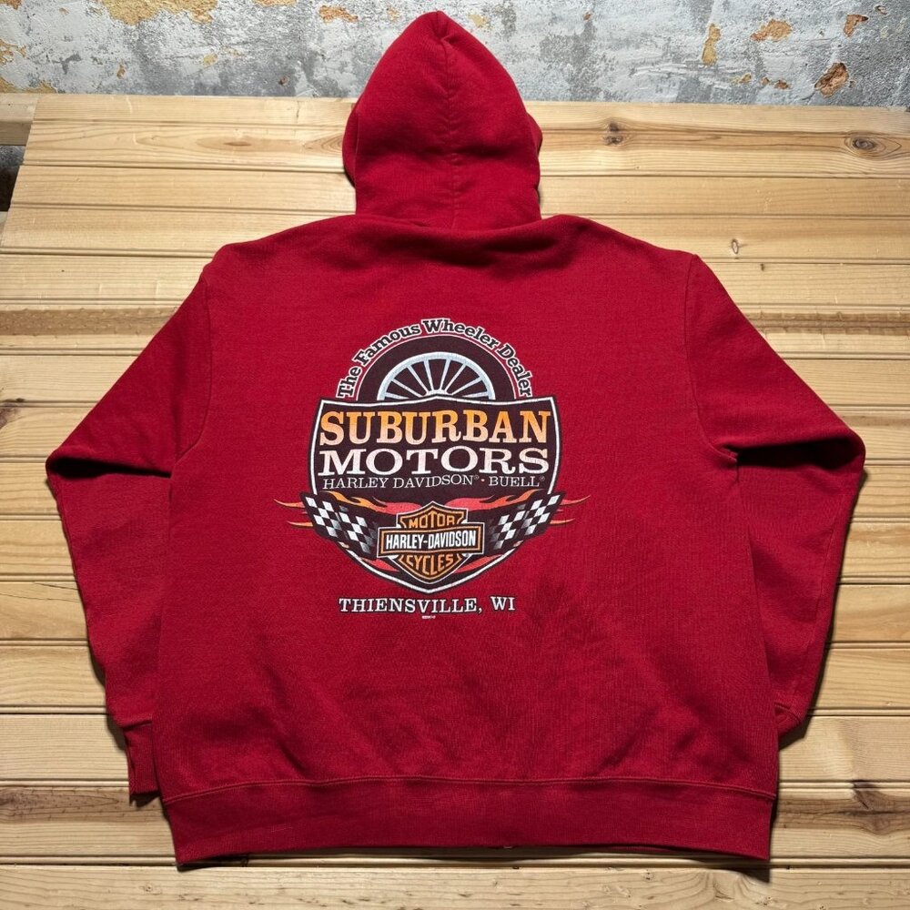 Harley-Davidson Suburban Motors Thiensville Wisconsin Zip Up Hooded Jacket Large